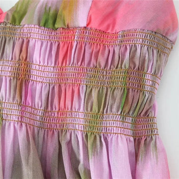 Yipinpay 2023 Print Backless Long Dress Women Summer Ruffle Slip Dress Woman Sleeveless Sexy Midi Dresses Ruched Beach Party Dresses